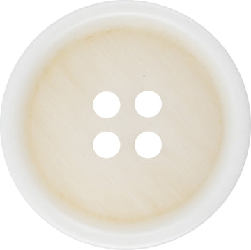 Light beige woodgrain 4-hole resin button, front view