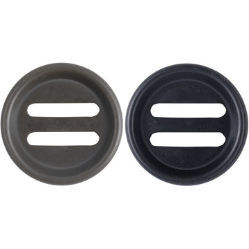 25mm runde Resin-Knöpfe, schwarz, mit Schlitzen