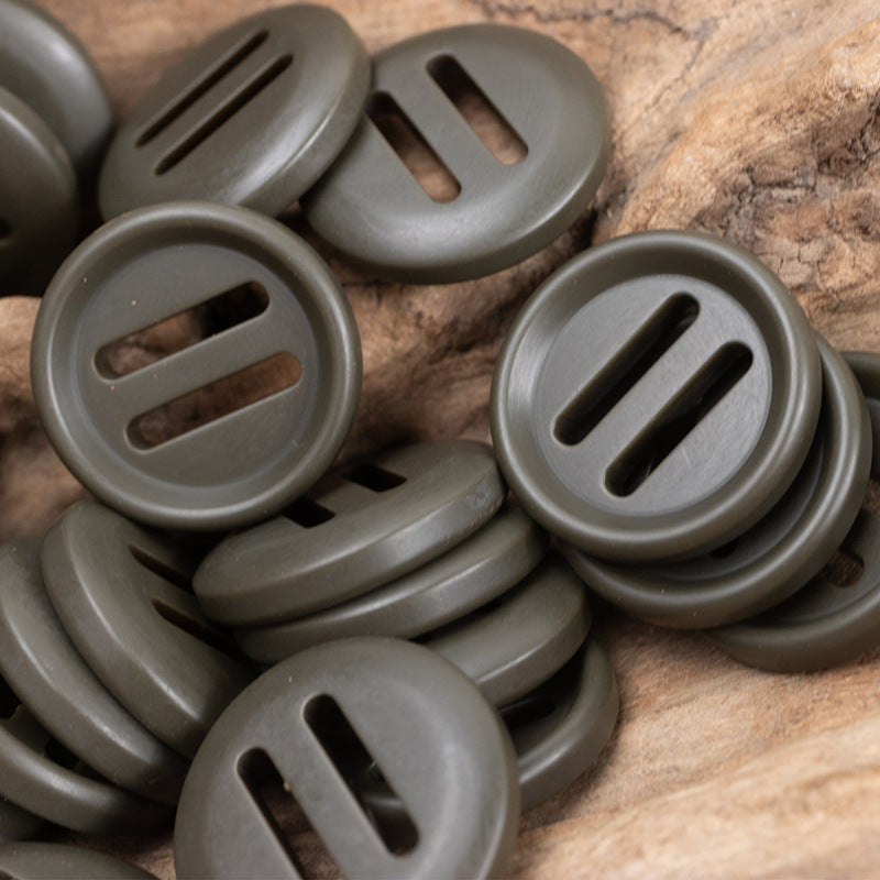 25mm runde Resin-Knöpfe, olivgrün, mehrere Stück, mit Schlitzen