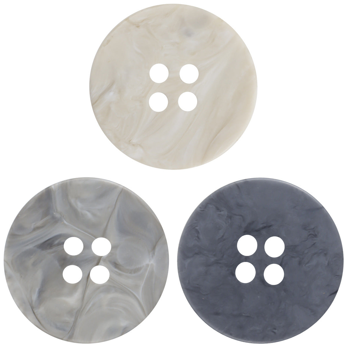 Beige, matt marmorierte Resin-Knöpfe, rund, 4 Löcher