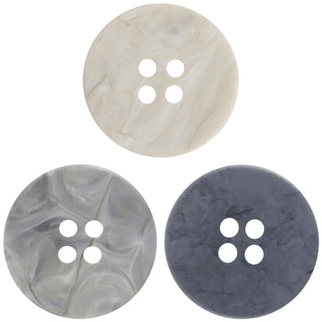 Beige, matt marmorierte Resin-Knöpfe, rund, 4 Löcher