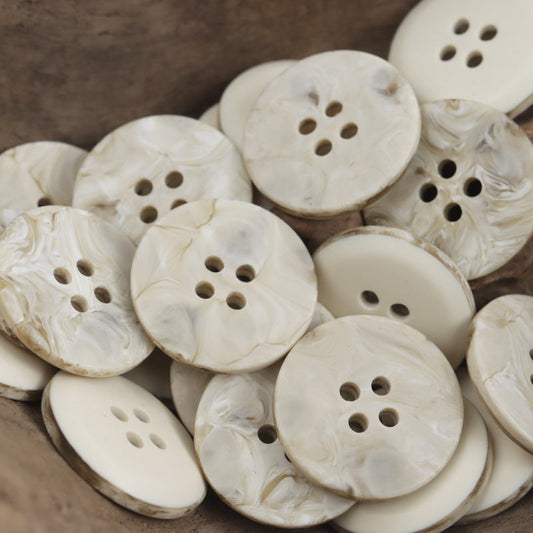 15-28mm Matte Beige Black Gray Marble Texture Resin Buttons 30pcs Beige