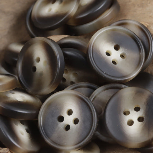 15-30mm Amber Four-Hole Resin Buttons for Casual Trousers 50 Pack