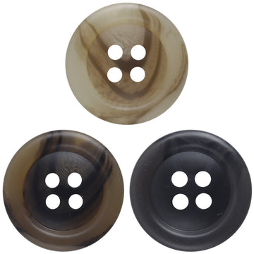 Resin light khaki buttons, 4-hole round, glossy swirl finish