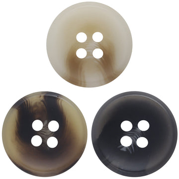Round resin buttons in beige and black coffee, 4-hole set