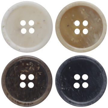 Four-hole resin buttons, cream wood-chip texture, round design