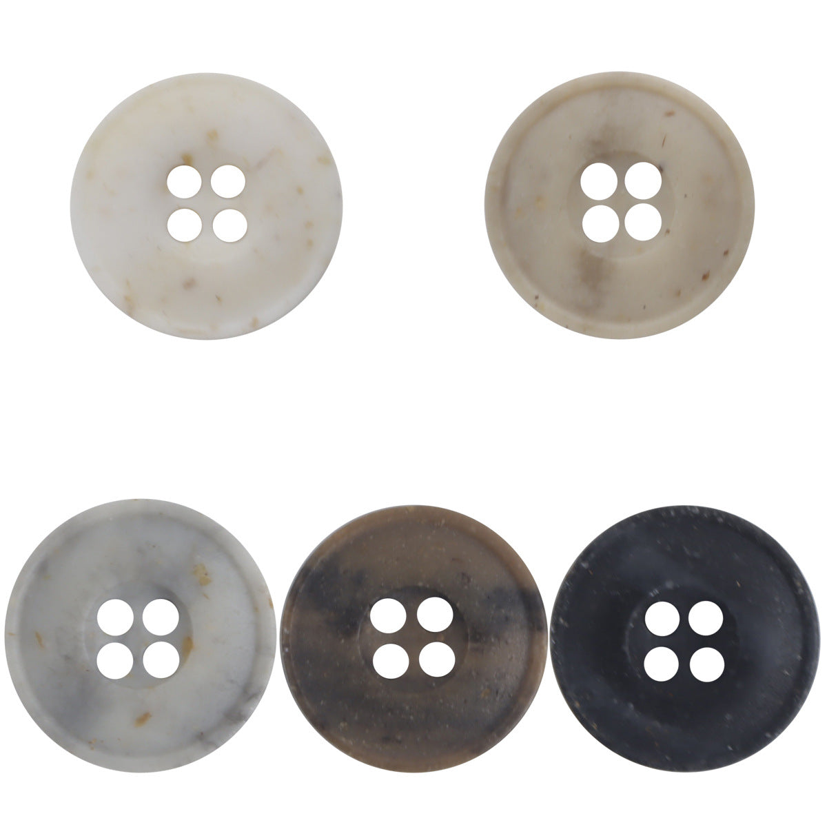 Runde Harzknöpfe, 4 Löcher: off-white, beige & dunkel