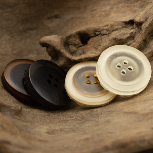 25mm Granular Edge Orange-Khaki Four-Hole Resin Buttons 10pcs