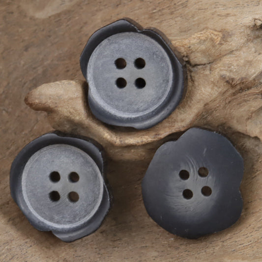 Irregular Chipped Matte Black Four-Hole Resin Buttons 20PCS