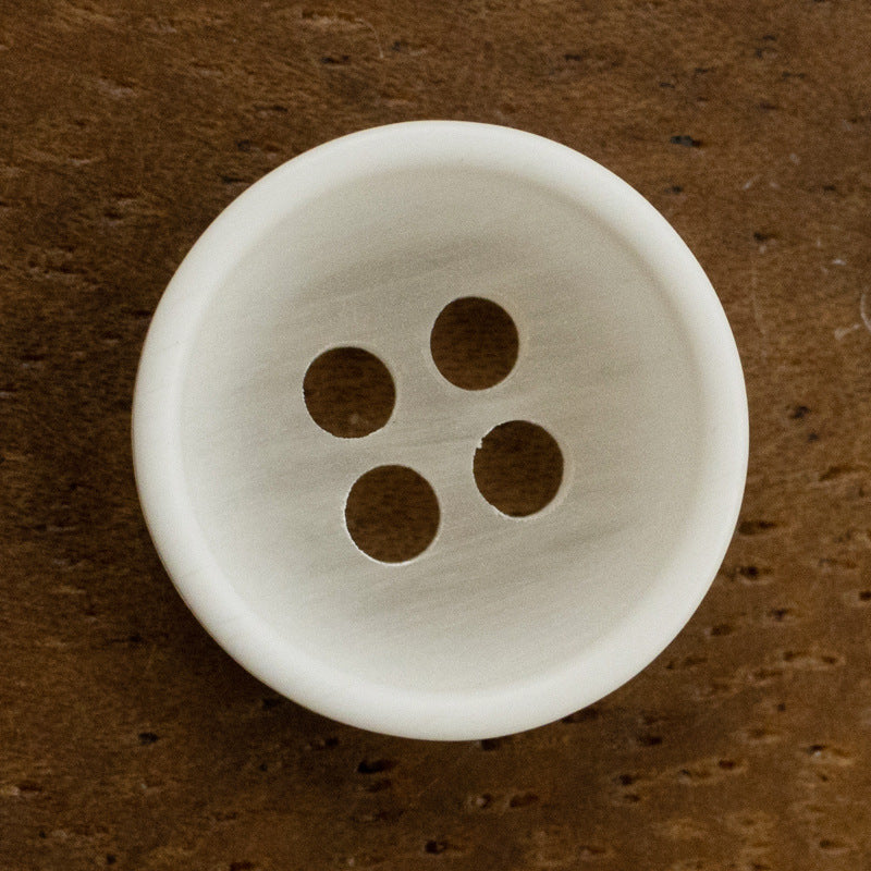 11.5mm translucent resin shirt button, 4-hole, beige, single front