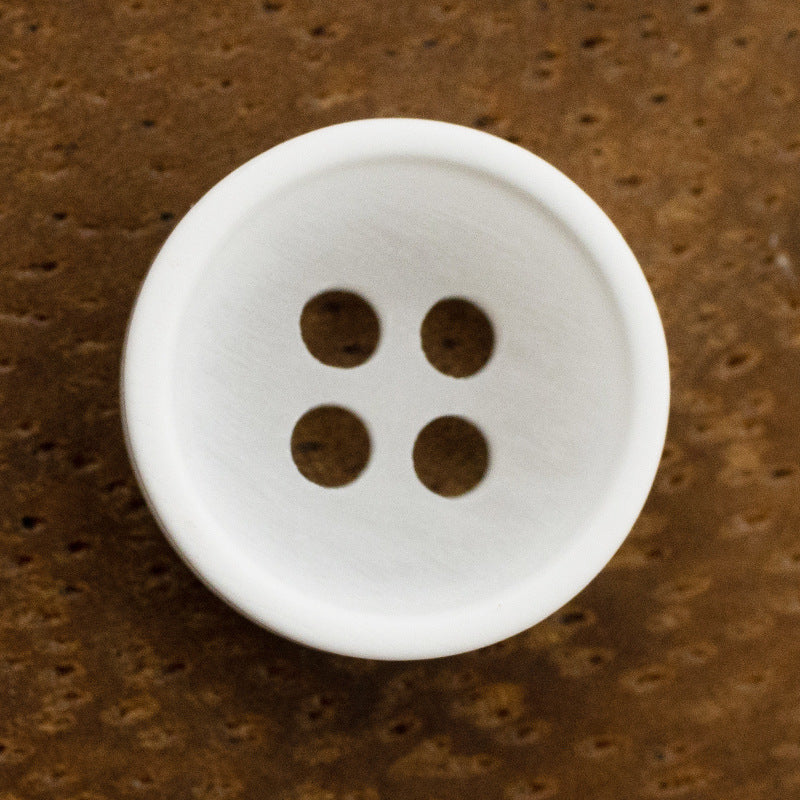 11.5mm translucent resin shirt button, 4-hole, white, single front
