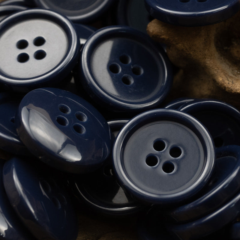 Round four-hole resin buttons in navy blue shades