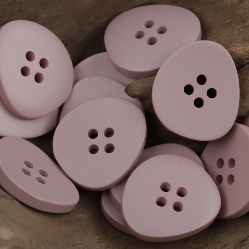 Irregular 4-hole resin buttons, soft pink set with four holes