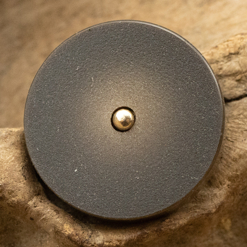 Single round frosted resin button with metal shank, dark charcoal