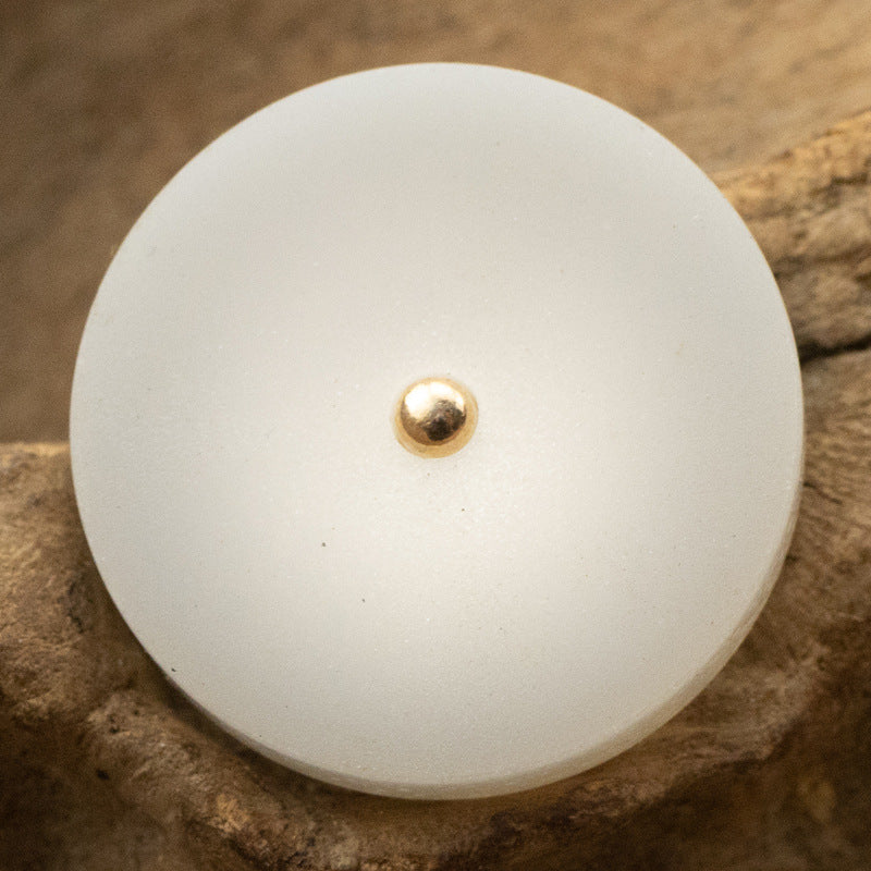 Single round frosted resin button with metal shank, solid white