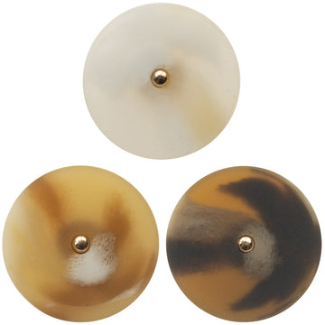 Resin buttons set: light beige, dark brown and olive with gold metal shank
