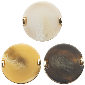 Metallrand-Resin-Knopf, creme marmoriert, goldfarbene Ösen, rund, 10er