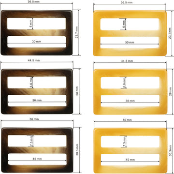 Braune rechteckige Resin-Schnalle mit 2 Schlitzen zur Taillenverstellung, 10 Stk.