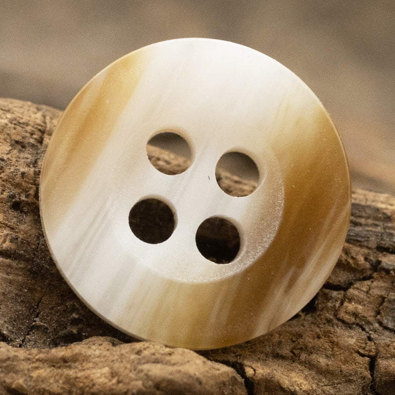 11.5MM Wide-Edged White Wood Grain Resin Buttons for Zen Clothing 50pcs Wood