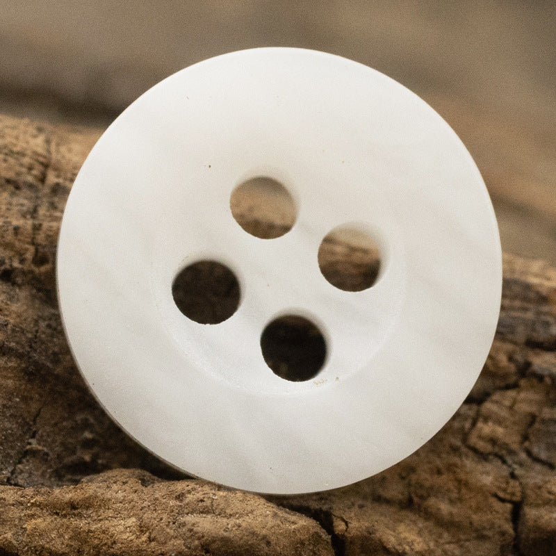 11.5MM Wide-Edged White Wood Grain Resin Buttons for Zen Clothing 50pcs White
