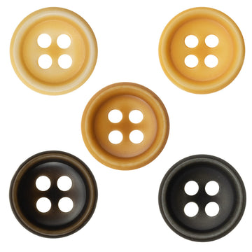 Resin shirt buttons set: orange, brown and dark buttons with 4 holes, 10–11.5 mm