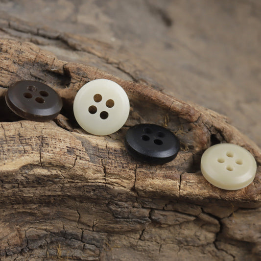 Wide-Edged Wood Grain Resin Buttons for Polo Shirts Collar,50PCS