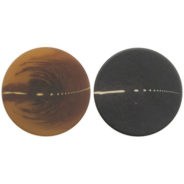Flat resin shank buttons, coffee and black, water-speckle pattern