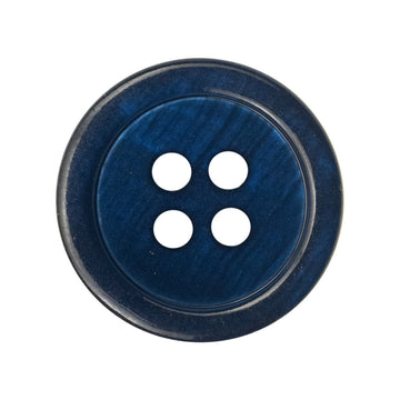 Deep blue flat shirt button, pearl-shell look, round 4-hole (single)