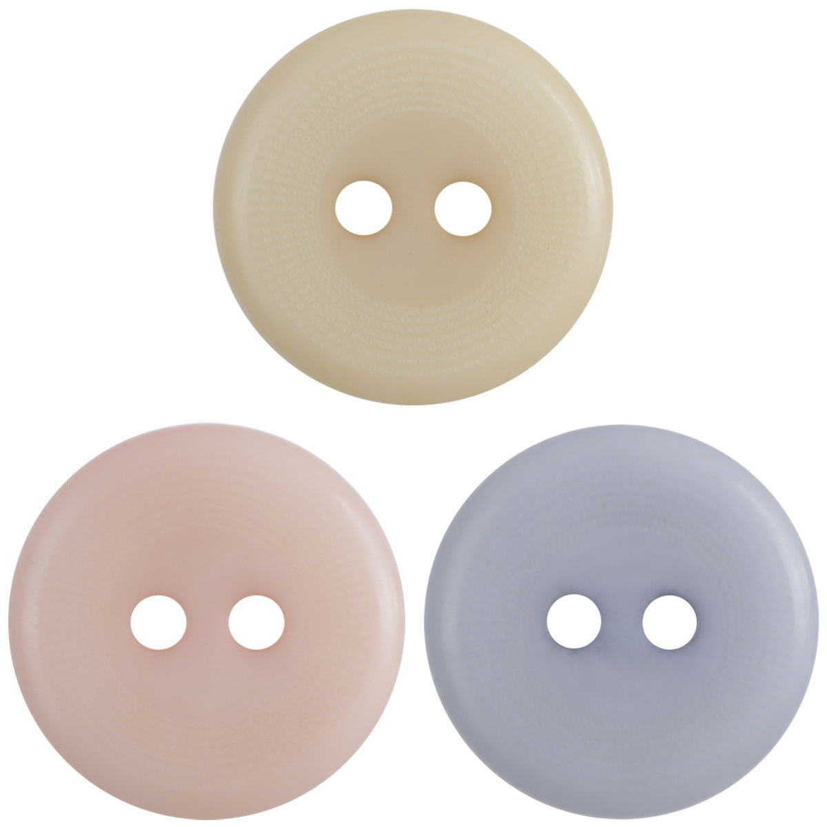 Natural corozo-style round 2-hole button, beige face with two holes