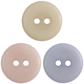 Natural corozo-style round 2-hole button, beige face with two holes