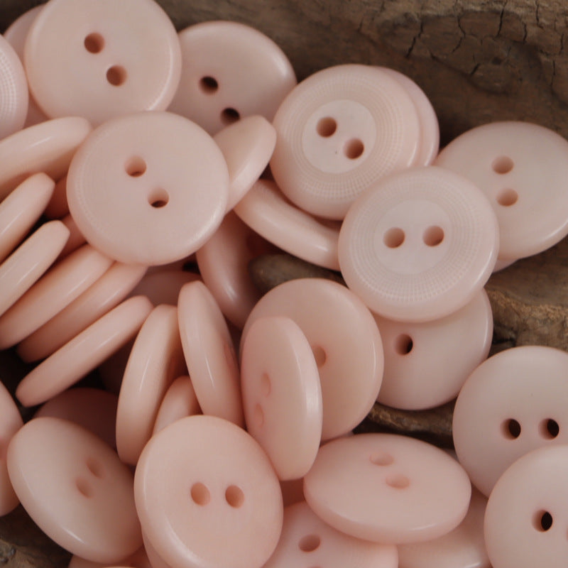 Pink round 2-hole corozo-style buttons, assorted pack