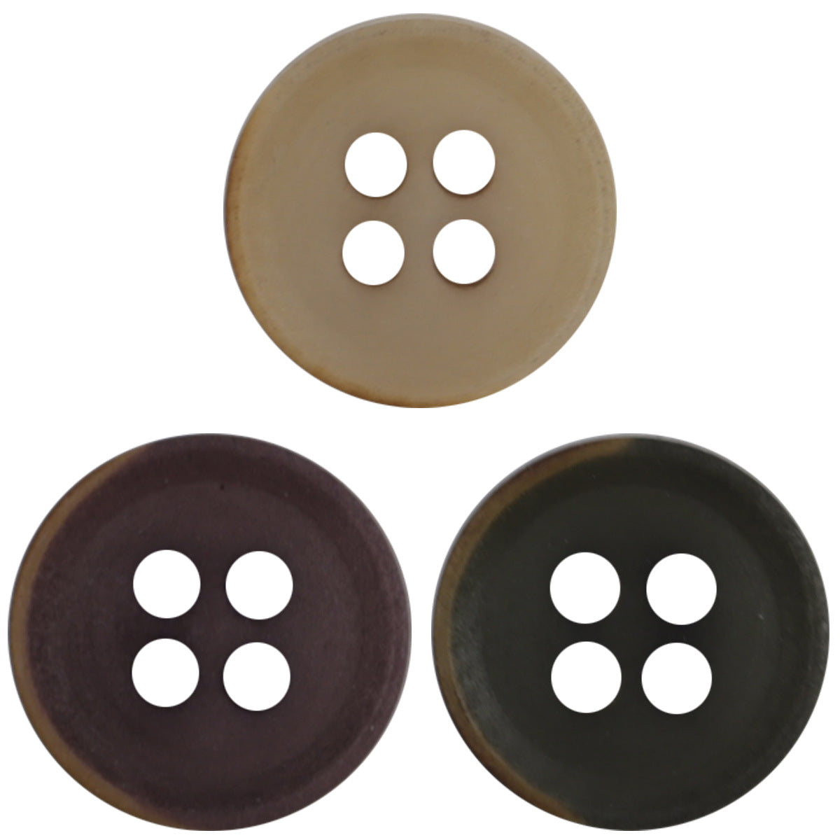 11.5mm vintage tagua nut garment buttons, 4-hole: beige yellow and dark purple (20pcs)