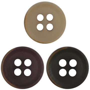 11.5mm vintage tagua nut garment buttons, 4-hole: beige yellow and dark purple (20pcs)