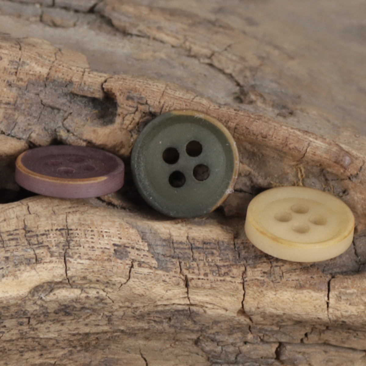 11.5mm vintage tagua nut garment buttons, 4-hole in dark purple, dark green, beige yellow (20pcs)