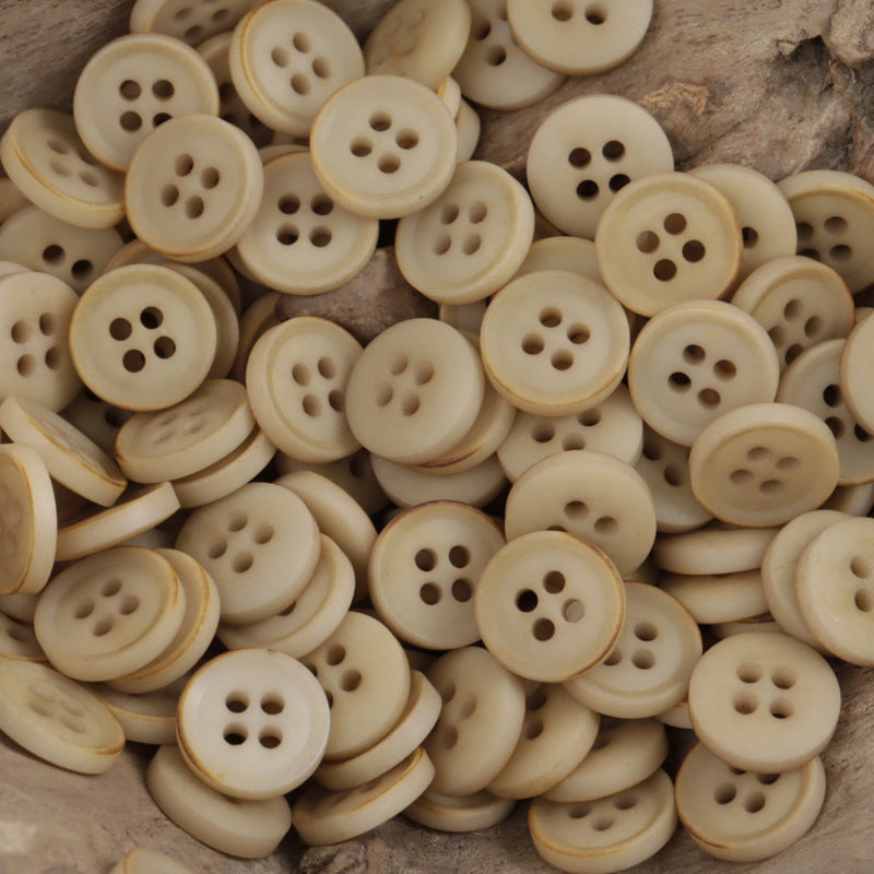 11.5mm vintage tagua nut garment buttons, 4-hole, beige yellow (20pcs)