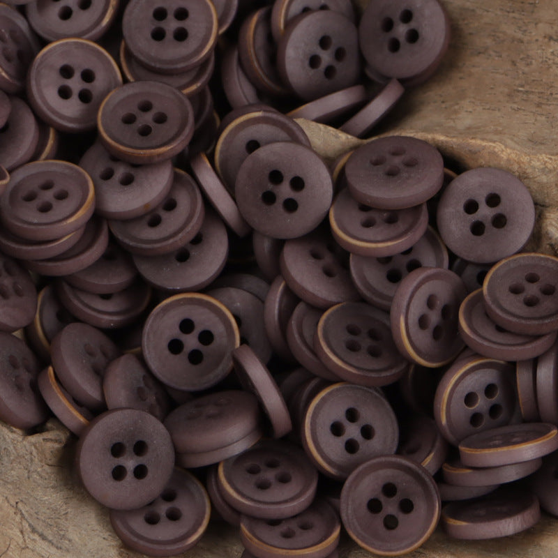 11.5mm vintage tagua nut garment buttons, 4-hole, dark purple (20pcs)