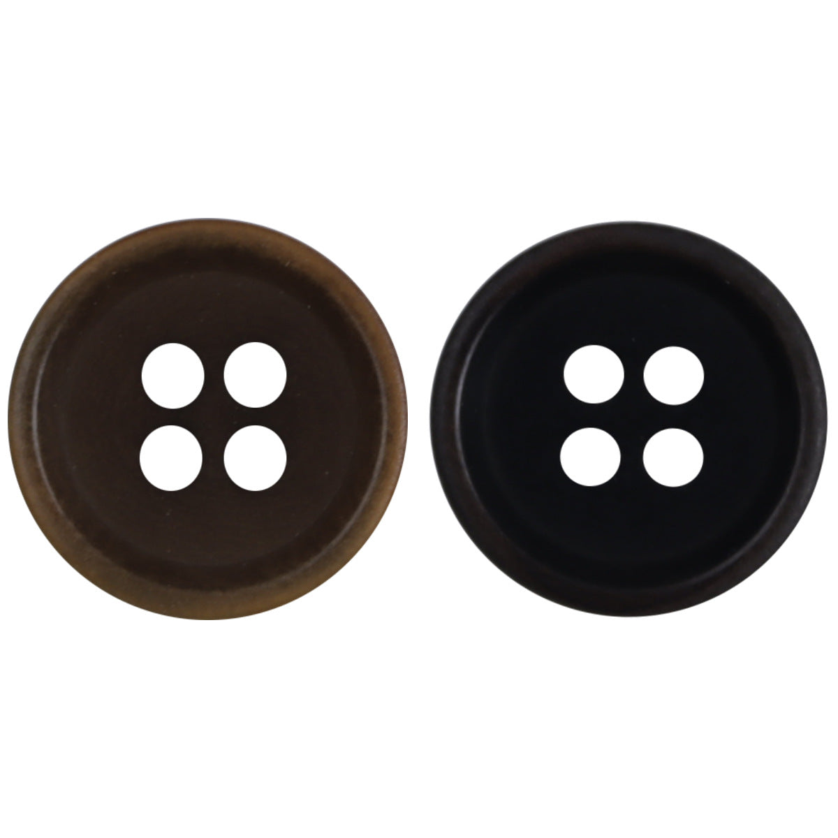 15mm burnt-edge 4-hole fruit buttons, coffee and black