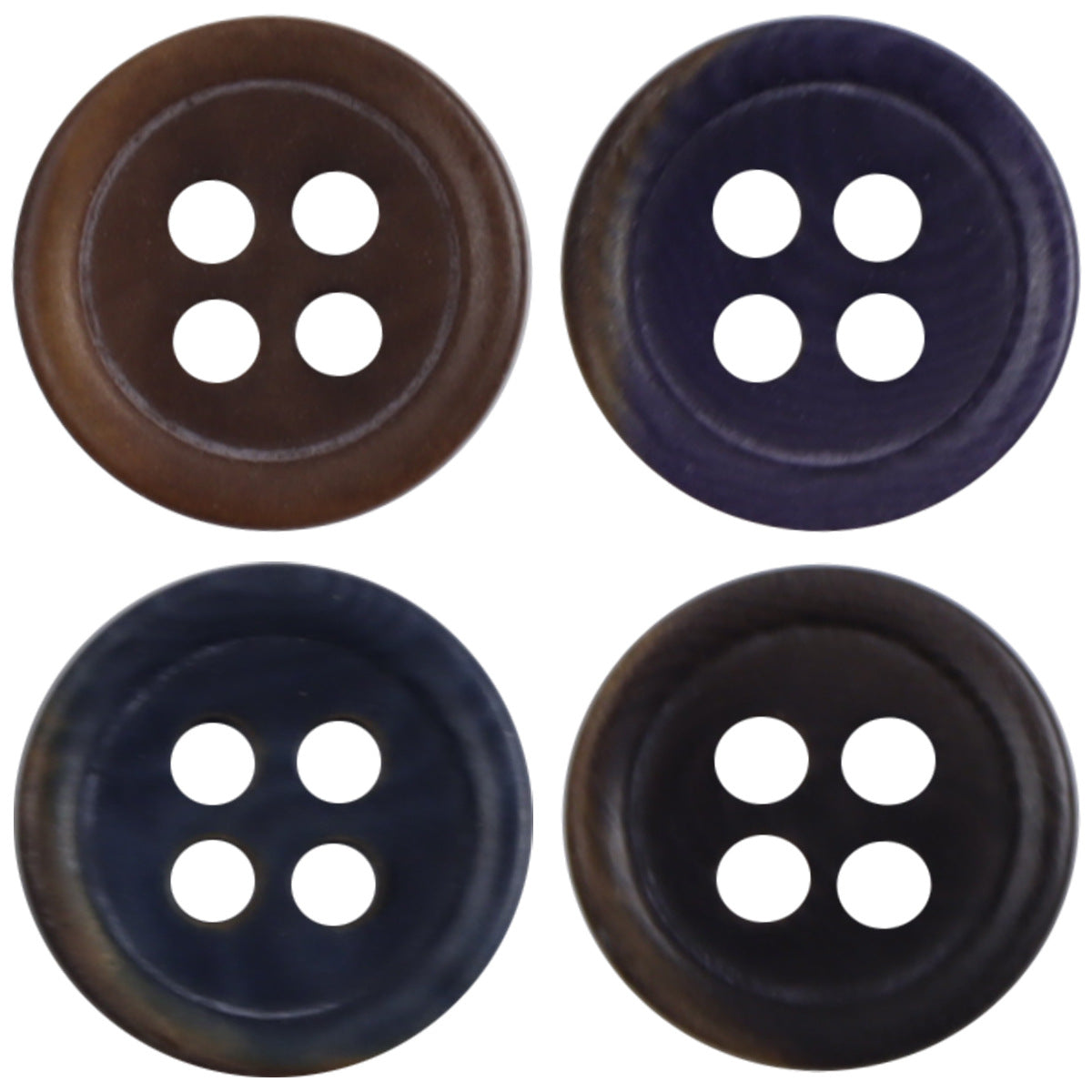 11.5mm deep purple natural fruit buttons, 4-hole, round front view (set of 4)