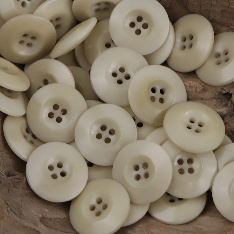 Cream double-sided Chinese fruit buttons, 4-hole design on round front