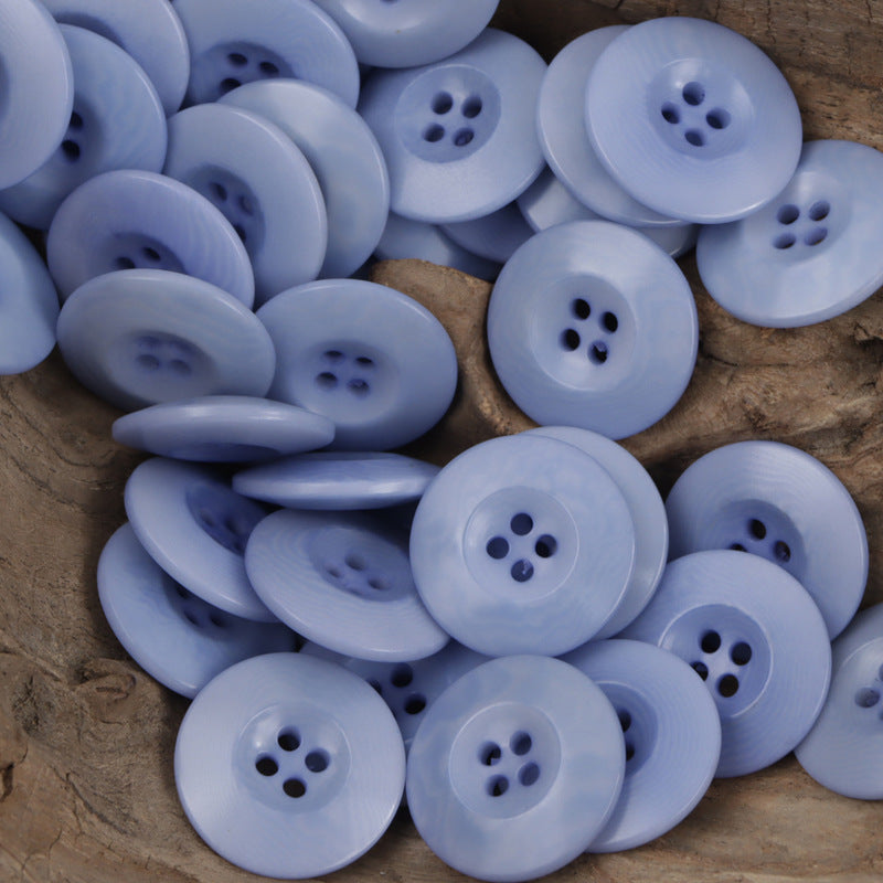 Blue purple double-sided Chinese fruit buttons, round fronts with 4-hole design