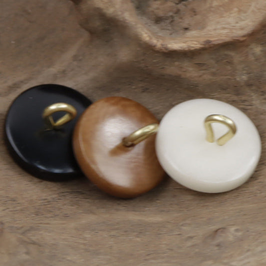 Natural Tagut Nut Corozo Buttons with Metal Shanks 15mm Round