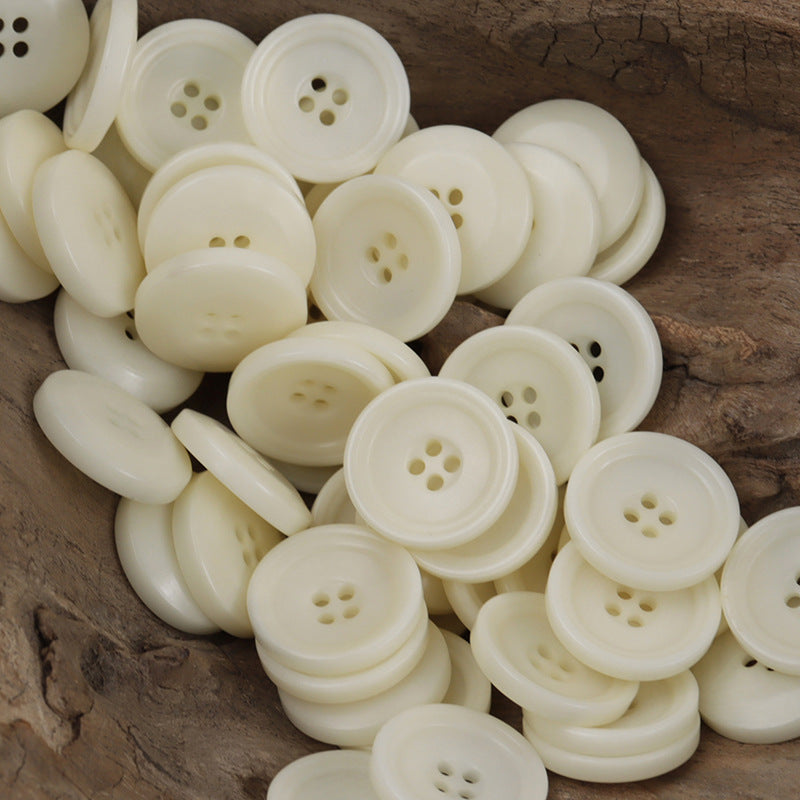 Beige natural fruit buttons, round 4-hole design for cardigans