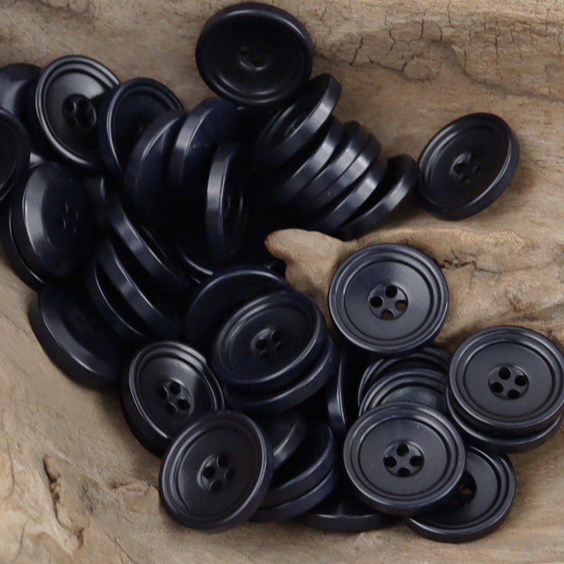 Blue-black natural fruit buttons, round 4-hole design set