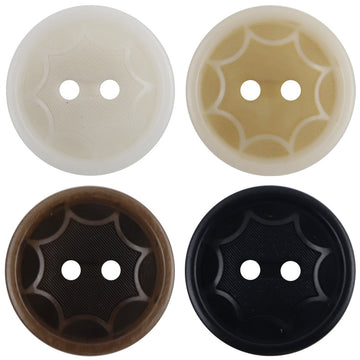 Round two-hole octagram tagua nut buttons, white, yellow, coffee, and black (10 pcs)