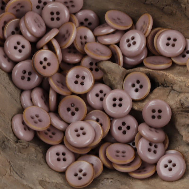 11.5mm pink-purple bowl-shaped fruit buttons, 4-hole button set