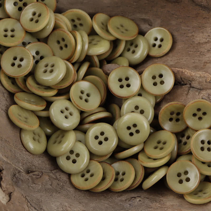 11.5mm green bowl-shaped fruit buttons, 4-hole front faces