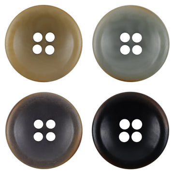 17.5mm natural fruit buttons set: khaki, gray green, gray purple, black, 4-hole design