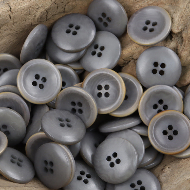 Natural fruit buttons, gray-purple tone, 4-hole design on button fronts