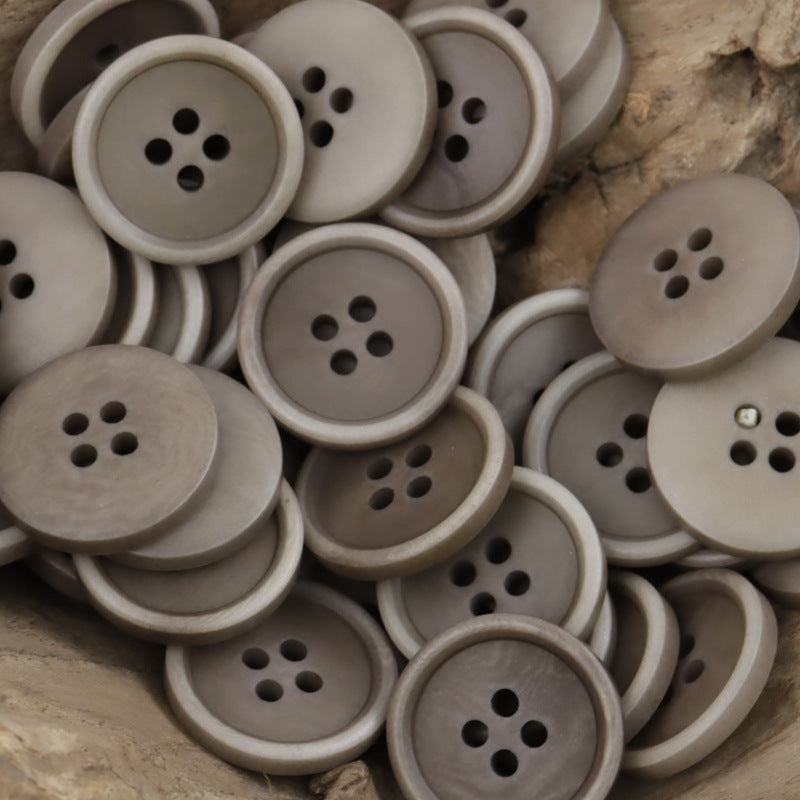20mm fruit buttons, 4-hole, Gray Khaki tone, close-up set of 10 pcs