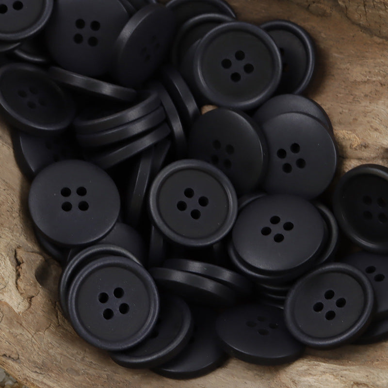 20mm fruit buttons, 4-hole, Black tone, close-up set of 10 pcs